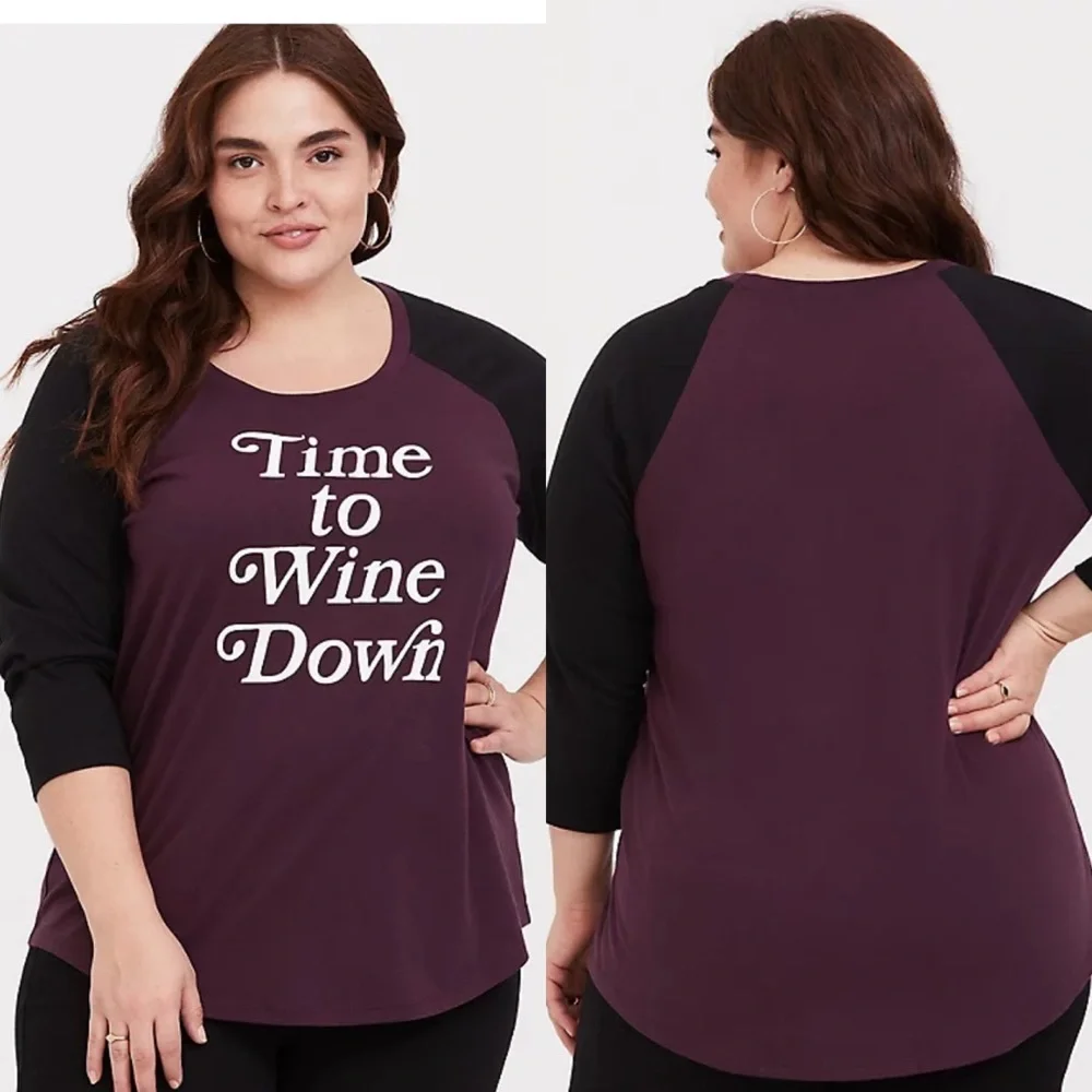 Torrid | Wine Down Classic Raglan Tee - Picture 7 of 7